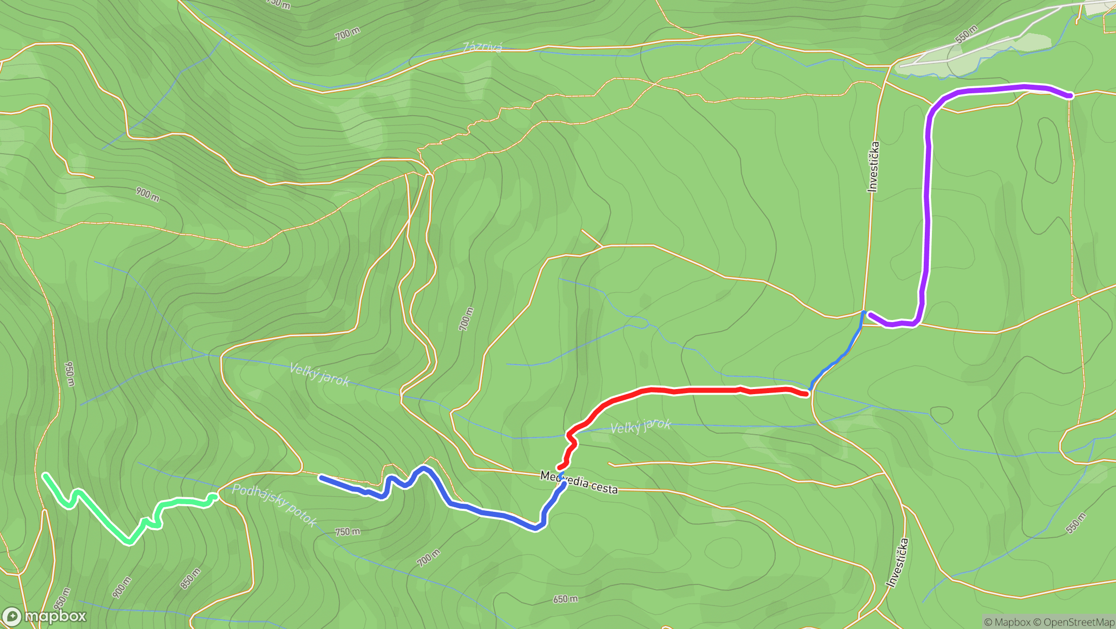 Mapa etáp preteku Partyzán challange