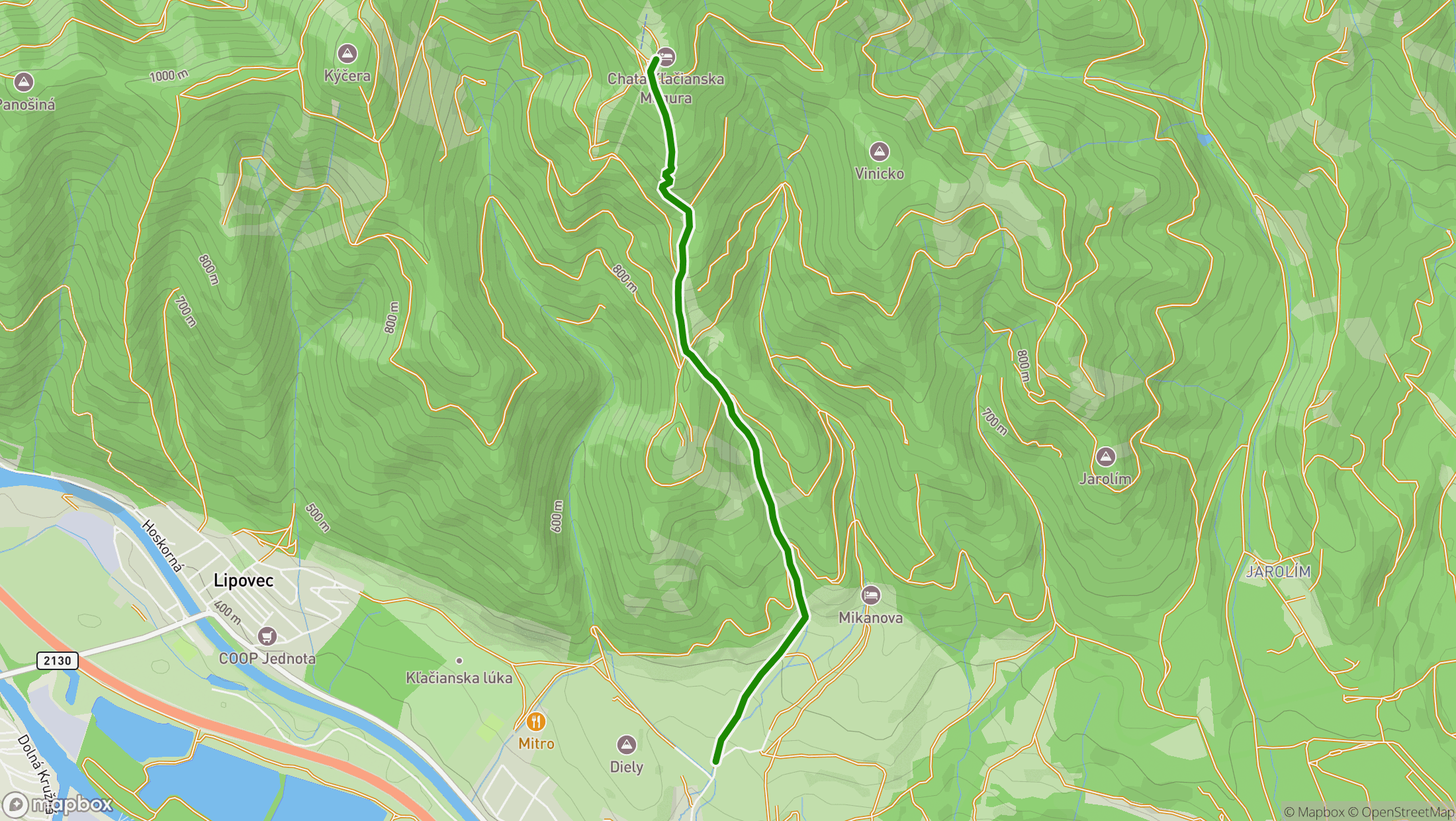 Mapa etáp preteku Turčianska Magura - októbrová výzva